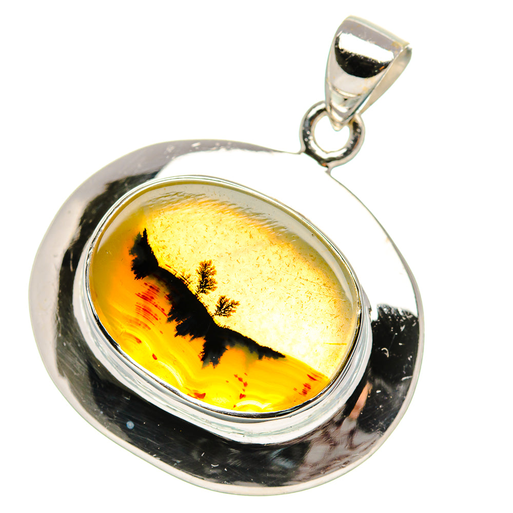 Scenic Dendritic Agate Pendant 1 1/4"  (925 Sterling Silver) PD37229