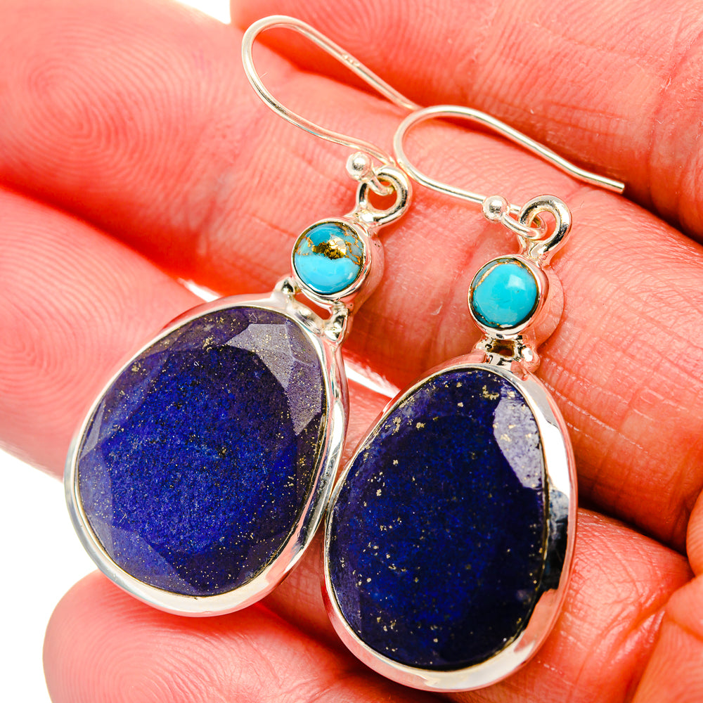 Lapis Lazuli, Blue Copper Composite Turquoise Earrings 1 3/4" (925 Sterling Silver) EARR431857