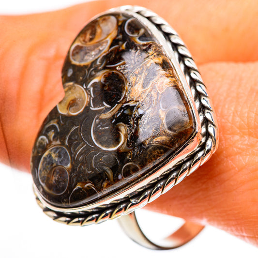 Large Turritella Agate Ring Size 12 (925 Sterling Silver) RING134714