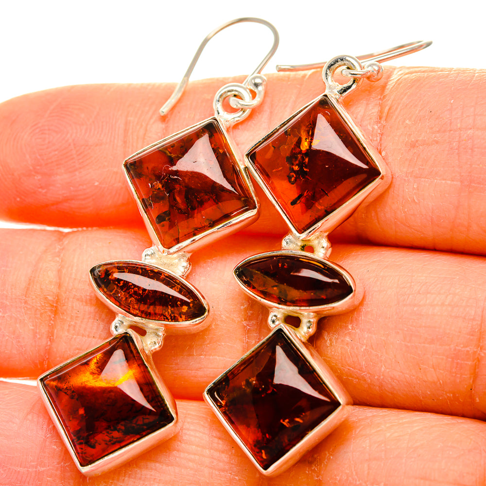 Ana Silver Co Baltic Amber Earrings 2" (925 Sterling Silver)