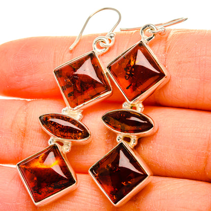 Ana Silver Co Baltic Amber Earrings 2" (925 Sterling Silver)