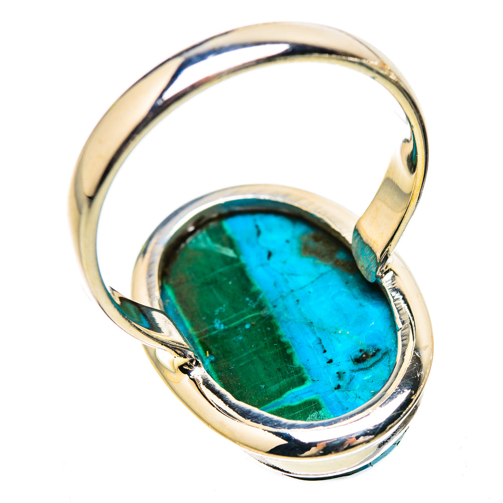 Sterling silver ring with oval blue-green cabochon stone and high-shine setting