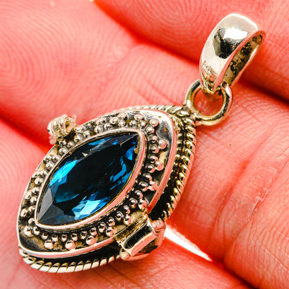 Poison London Blue Topaz 925 Sterling Silver Pendant 1 3/8" (925 Sterling Silver) PD37679