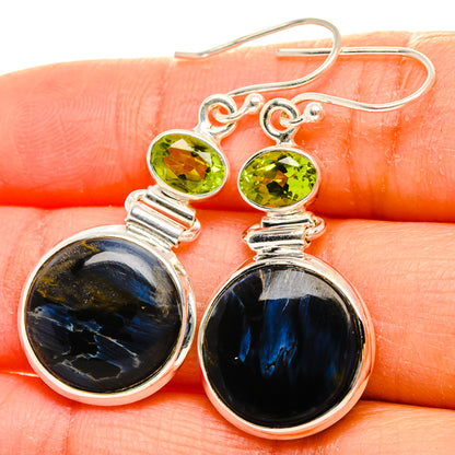 Ana Silver Co Pietersite, Peridot Earrings 1 3/4" (925 Sterling Silver)