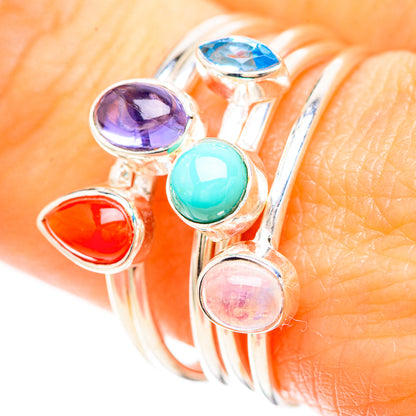 Larimar, Tanzanite, Carnelian, Blue Topaz, Rainbow Moonstone Ring Size 9.25 (925 Sterling Silver) RING137051