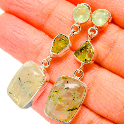 Prehnite, Peridot Earrings 1 3/4" (925 Sterling Silver) EARR431504