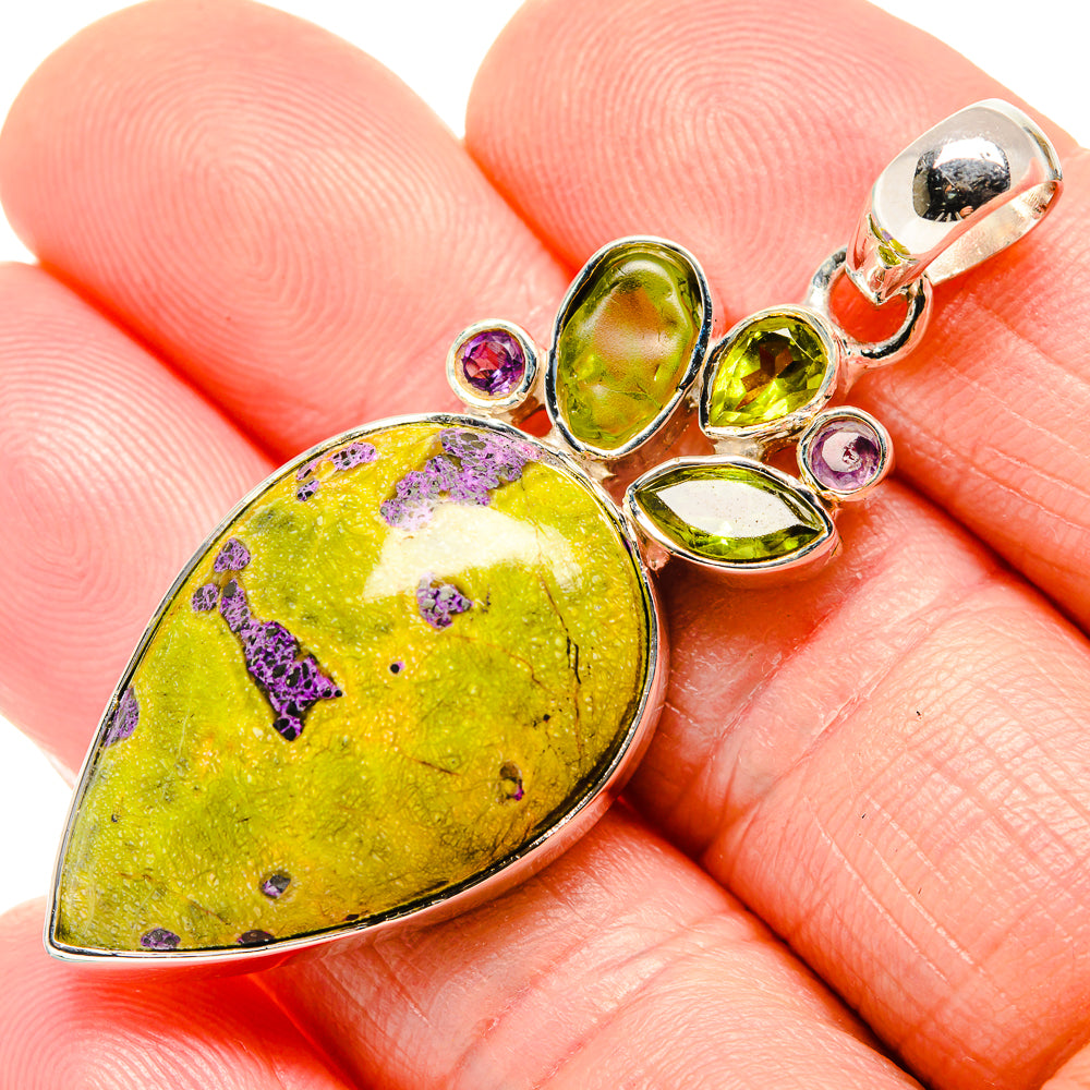 Atlantisite, Peridot, Amethyst Pendant 2 1/4" (925 Sterling Silver) PD36328