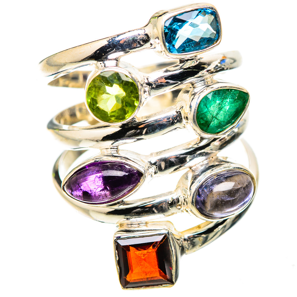 Ana Silver Co Garnet, Amethyst, Tanzanite, Peridot, Blue Topaz, Emerald Ring Size 7.25 (925 Sterling Silver)