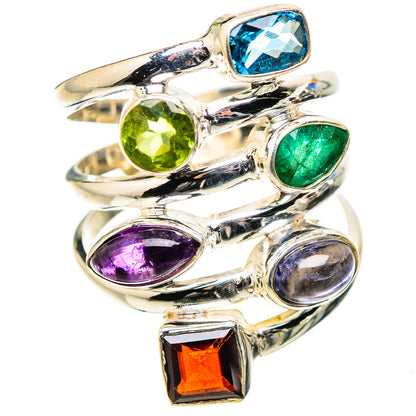 Ana Silver Co Garnet, Amethyst, Tanzanite, Peridot, Blue Topaz, Emerald Ring Size 7.25 (925 Sterling Silver)