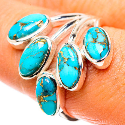 Blue Copper Composite Turquoise 925 Sterling Silver Ring Size 8.25 (925 Sterling Silver) RING137697