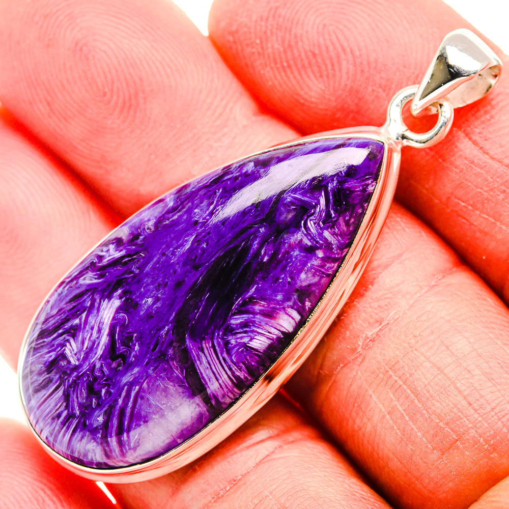Charoite 925 Sterling Silver Pendant 2" Ana Co P37363