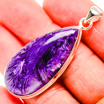 Charoite 925 Sterling Silver Pendant 2" Ana Co P37363