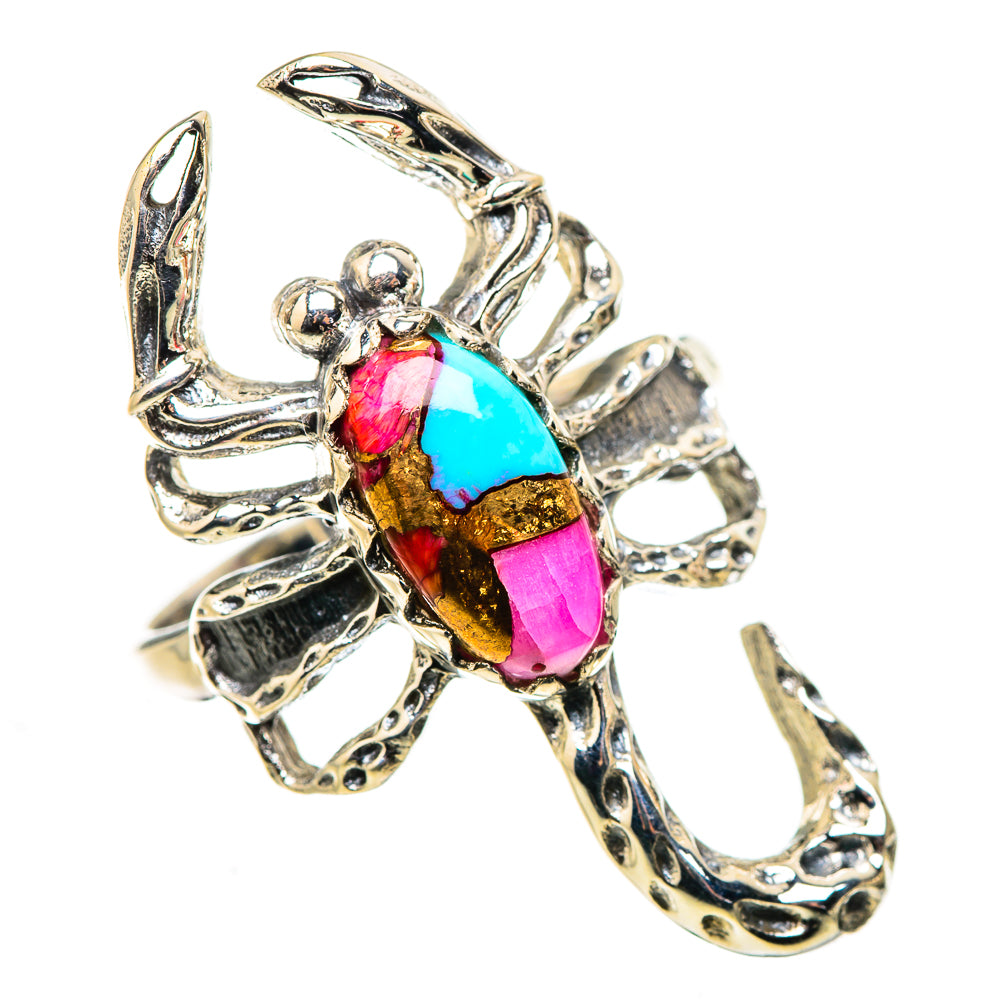 Kingman Pink Dahlia Turquoise Ring Size 9 (925 Sterling Silver) RING134922