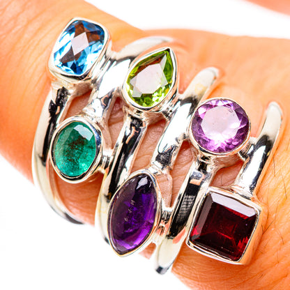 Ana Silver Co Garnet, Amethyst, Peridot, Blue Topaz, Emerald Ring Size 7 (925 Sterling Silver)