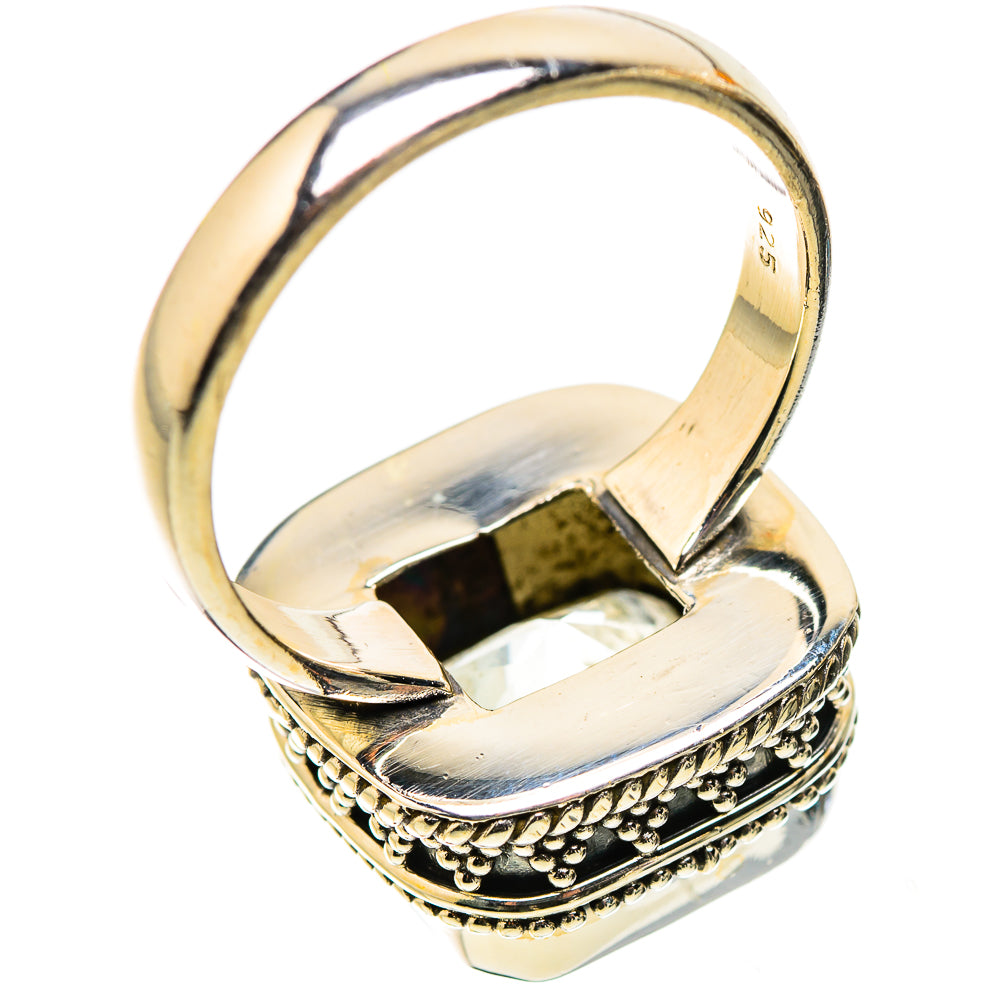 Sterling silver quartz ring with polished band underside and raised stone setting