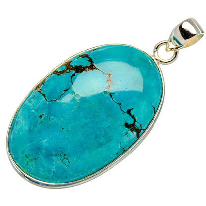 Tibetan Turquoise Pendant 2" (925 Sterling Silver) PD37004