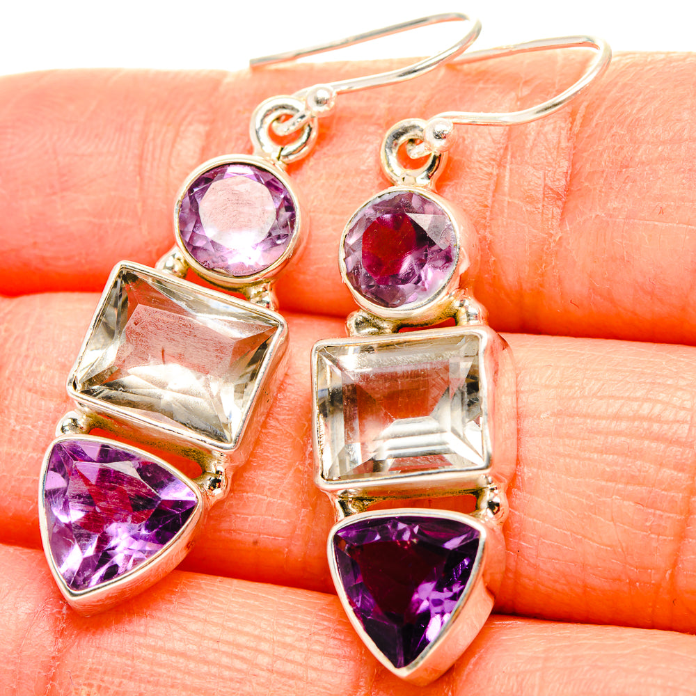 White Quartz, Amethyst Earrings 1 3/4" (925 Sterling Silver) EARR431597