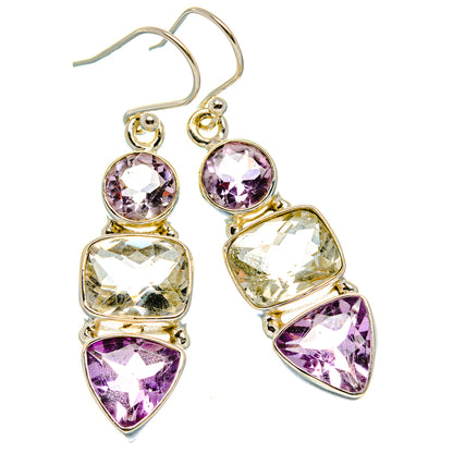 White Quartz, Amethyst Earrings 1 3/4"  (925 Sterling Silver) EARR431651