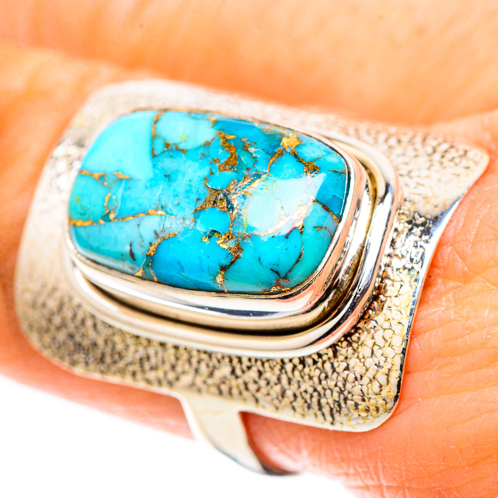 Blue Copper Composite Turquoise 925 Sterling Silver Ring Size 8.75 (925 Sterling Silver) RING137445