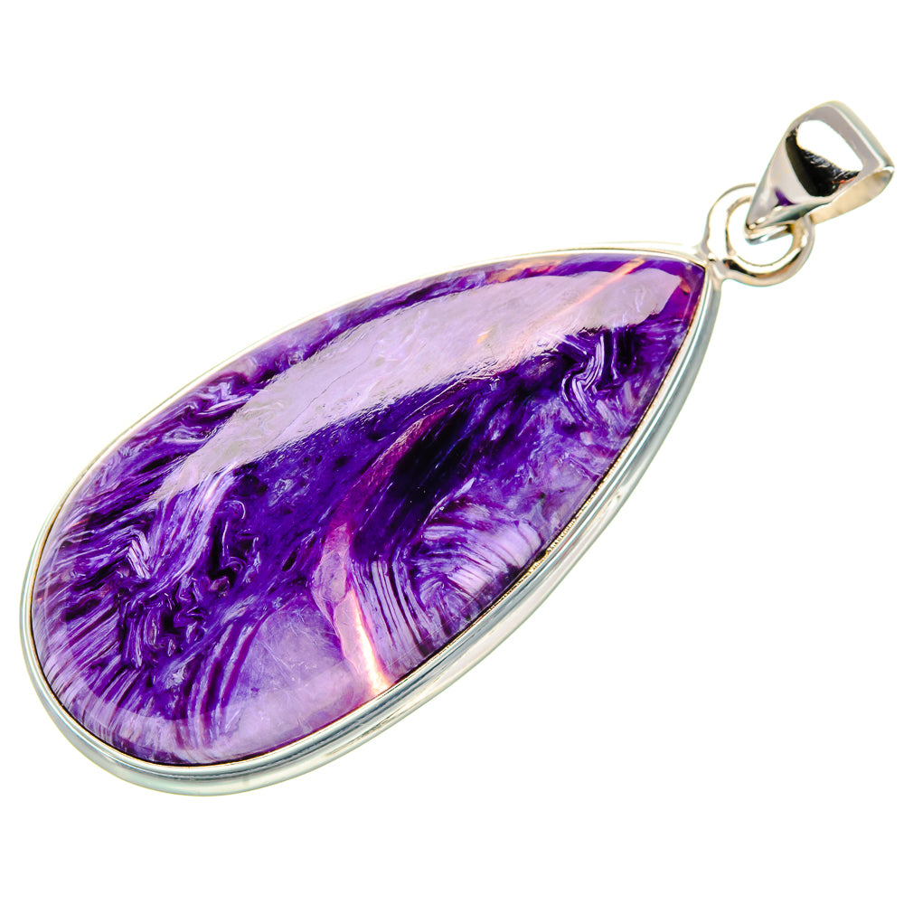 Charoite 925 Sterling Silver Pendant 2" Ana Co P37363