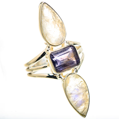 Faceted Tanzanite, Rainbow Moonstone Ring Size 9 (925 Sterling Silver) RING134675
