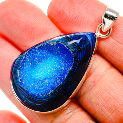Blue Window Agate Pendant 1 7/8" (925 Sterling Silver) PD36992