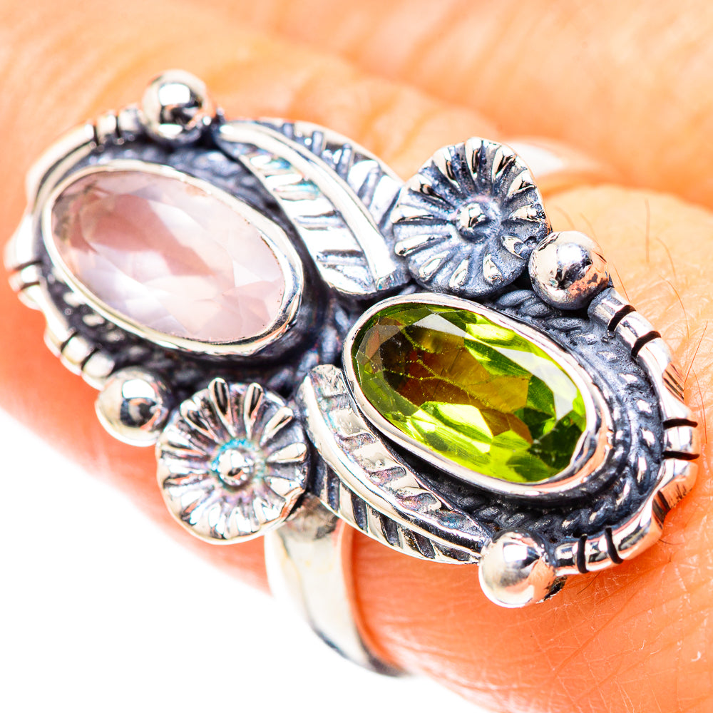 Rose Quartz, Peridot Ring Size 8 (925 Sterling Silver) RING136695