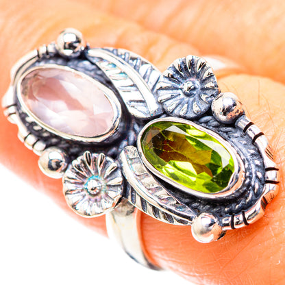 Rose Quartz, Peridot Ring Size 8 (925 Sterling Silver) RING136695
