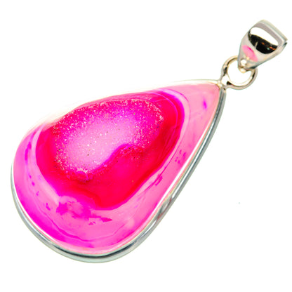 Pink Window Druzy Pendant 1 7/8" (925 Sterling Silver) PD37135