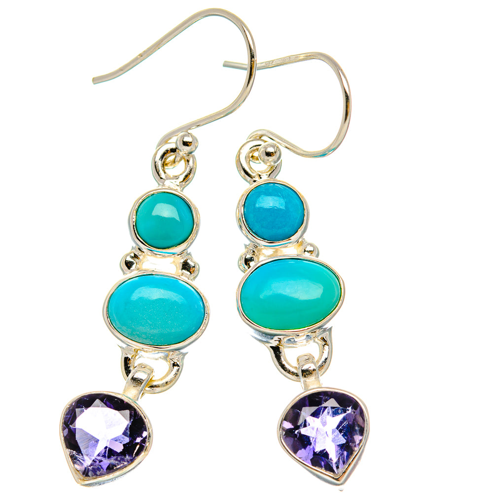 Ana Silver Co Sleeping Beauty Turquoise, Tanzanite Earrings 1 3/4" (925 Sterling Silver)