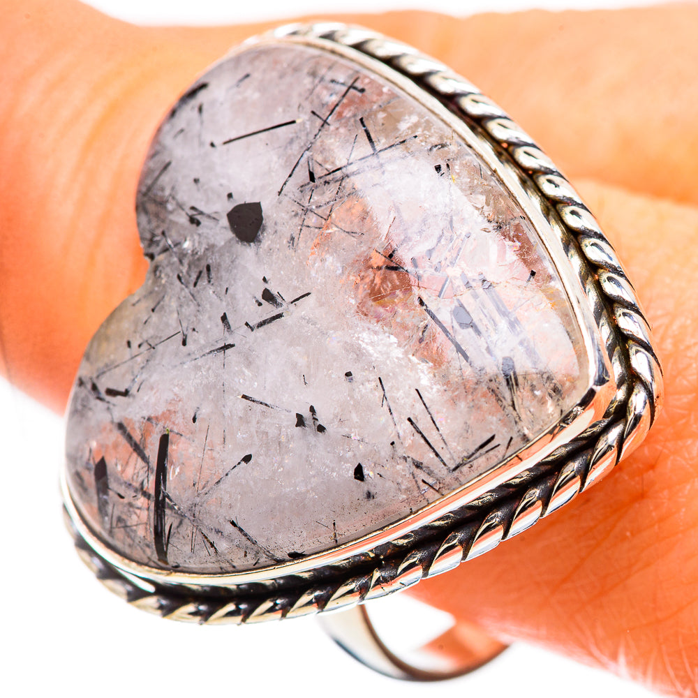Large Tourmalinated Quartz Ring Size 10.75 (925 Sterling Silver) RING135364