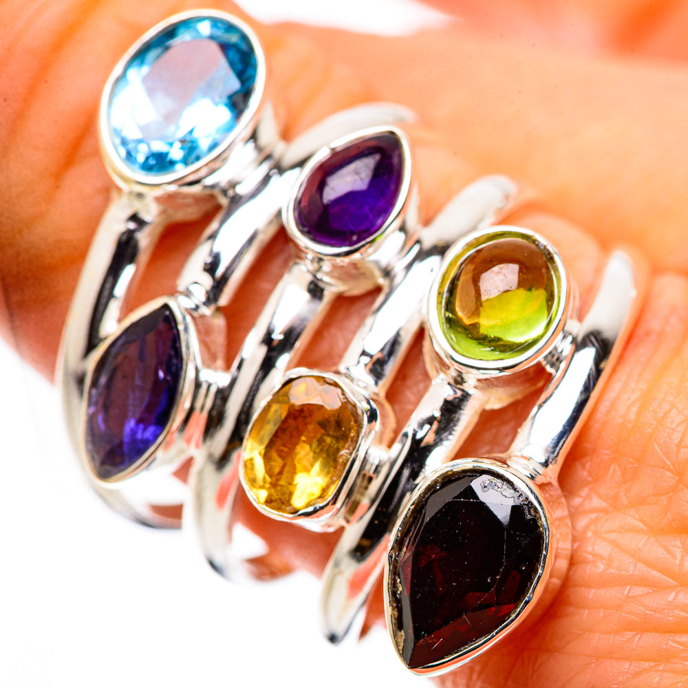 Ana Silver Co Large Garnet, Amethyst, Citrine, Peridot, Blue Topaz, Tanzanite Ring Size 9.75 (925 Sterling Silver)