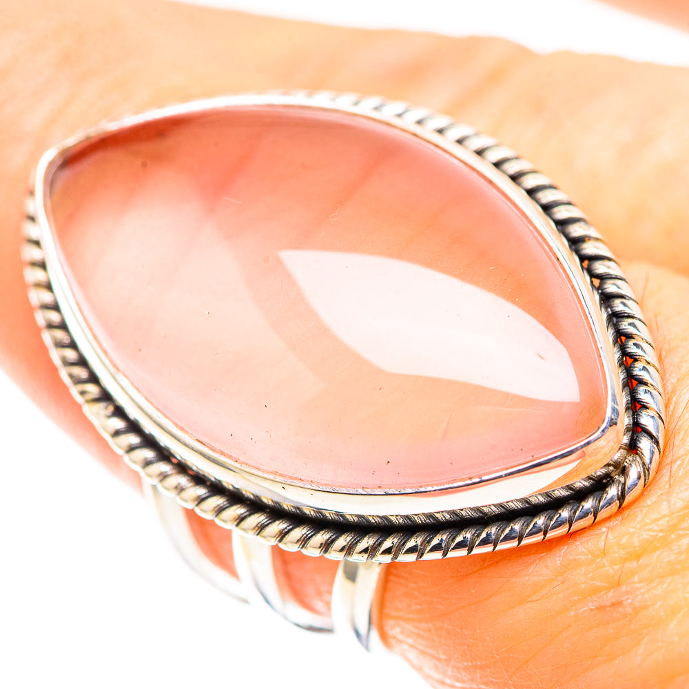 Large Rose Quartz 925 Sterling Silver Ring Size 7.5 (925 Sterling Silver) RING137552