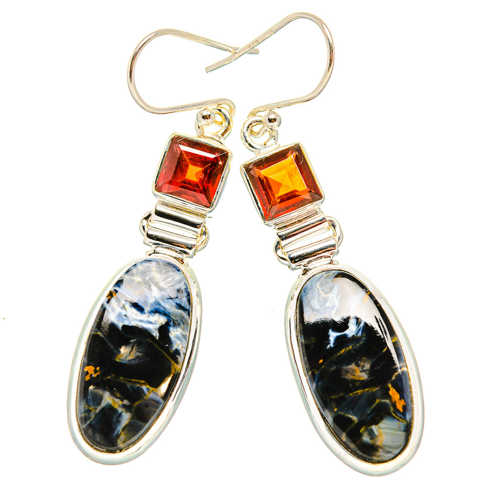 Pietersite, Garnet Earrings 2" (925 Sterling Silver) EARR431616
