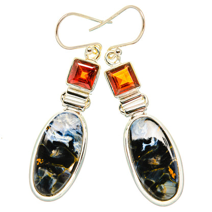 Pietersite, Garnet Earrings 2" (925 Sterling Silver) EARR431616