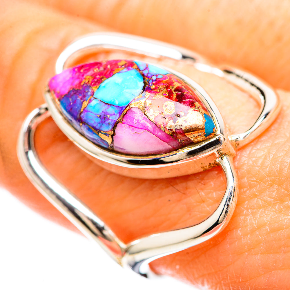 Kingman Pink Dahlia Turquoise Ring Size 9 (925 Sterling Silver) RING136455