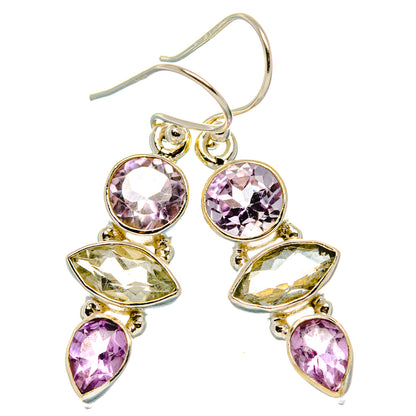 White Quartz, Amethyst Earrings 1 3/4"  (925 Sterling Silver) EARR431646