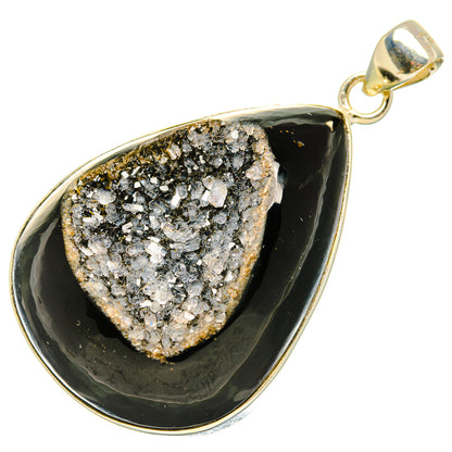 Black Geode Pendant 2" (925 Sterling Silver) PD36863