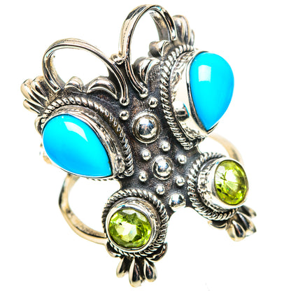Large Sleeping Beauty Turquoise, Peridot 925 Sterling Silver Ring Size 8.5 (925 Sterling Silver) RING137563