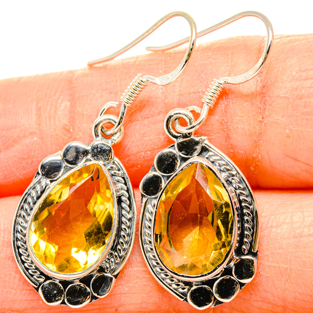 Faceted Citrine Earrings 1 1/2" (925 Sterling Silver) EARR431497