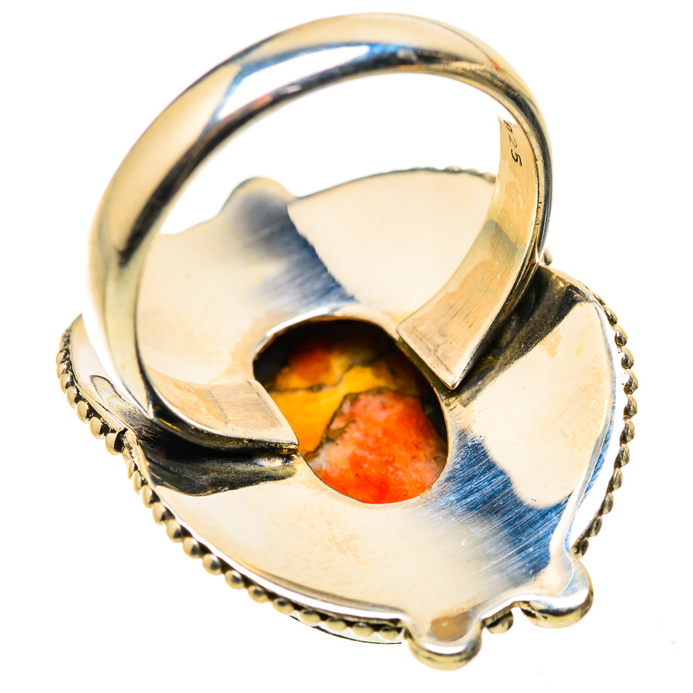 Sterling silver open-back oval setting ring with polished metal swirl details