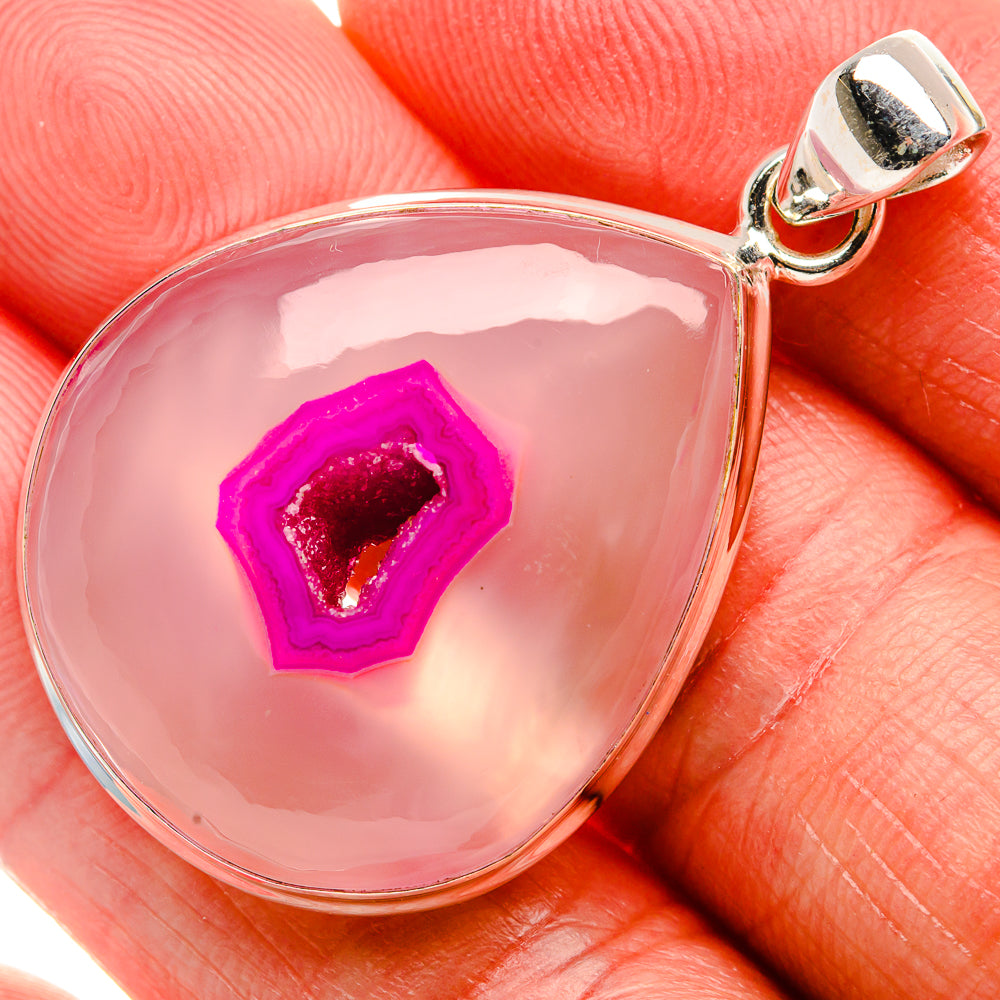 Pink Window Druzy Pendant 1 3/4" (925 Sterling Silver) PD37147