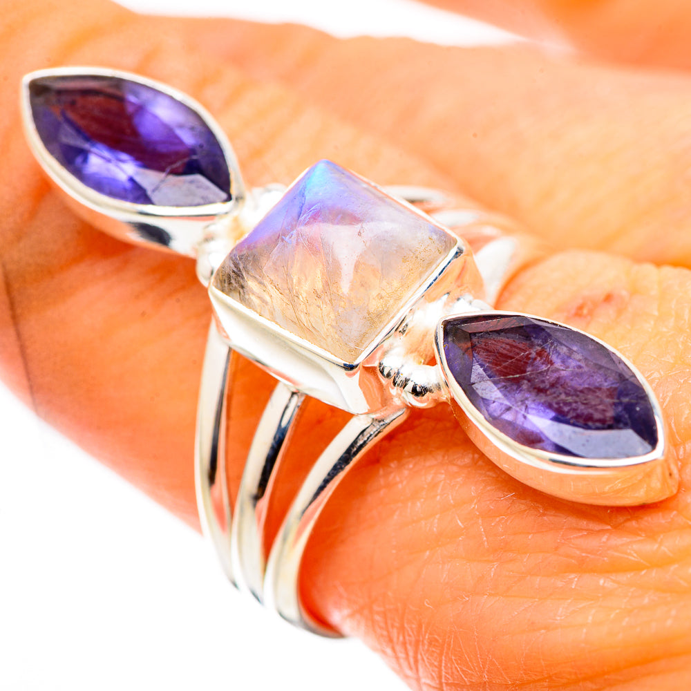 Rainbow Moonstone, Tanzanite Ring Size 9 (925 Sterling Silver) RING135249