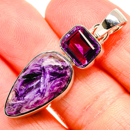 Charoite, Amethyst Pendant 1 3/4" (925 Sterling Silver) PD36793