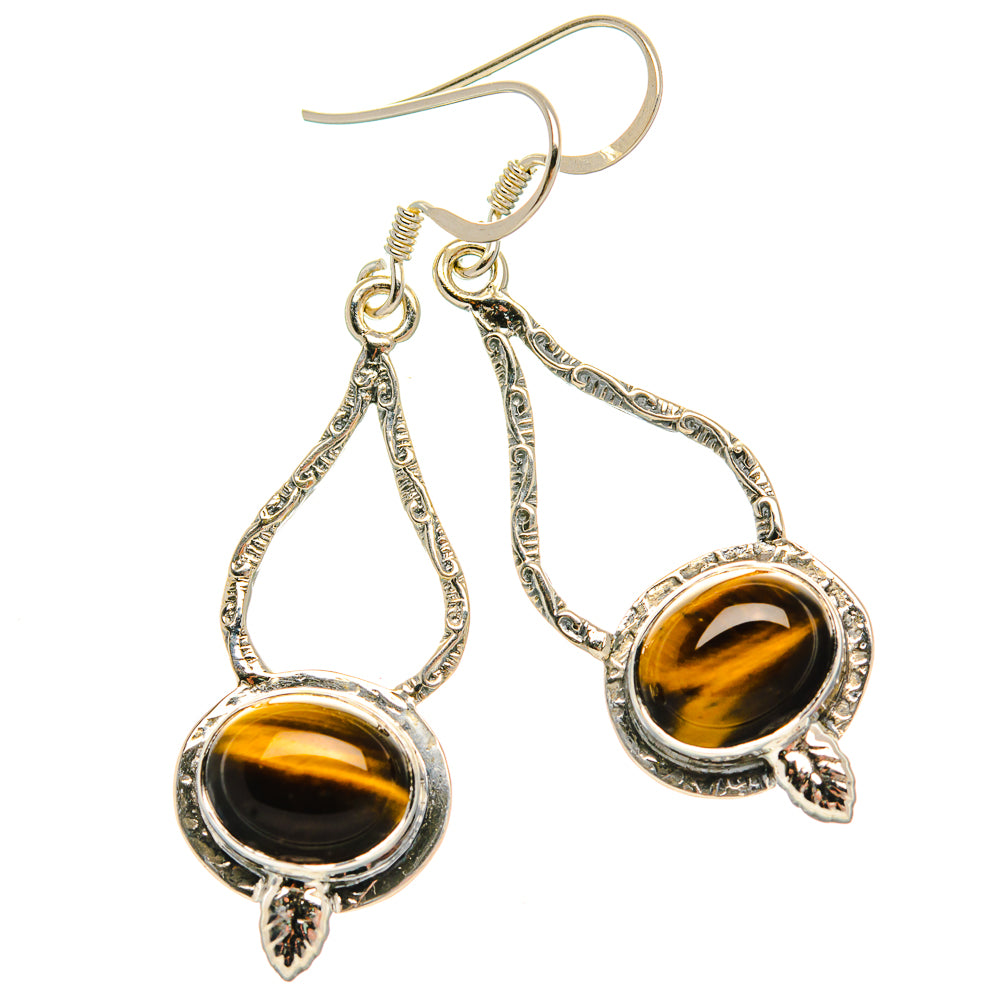 Tiger Eye Earrings 2" (925 Sterling Silver) EARR431828
