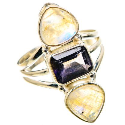 Faceted Tanzanite, Rainbow Moonstone Ring Size 9 (925 Sterling Silver) RING134686