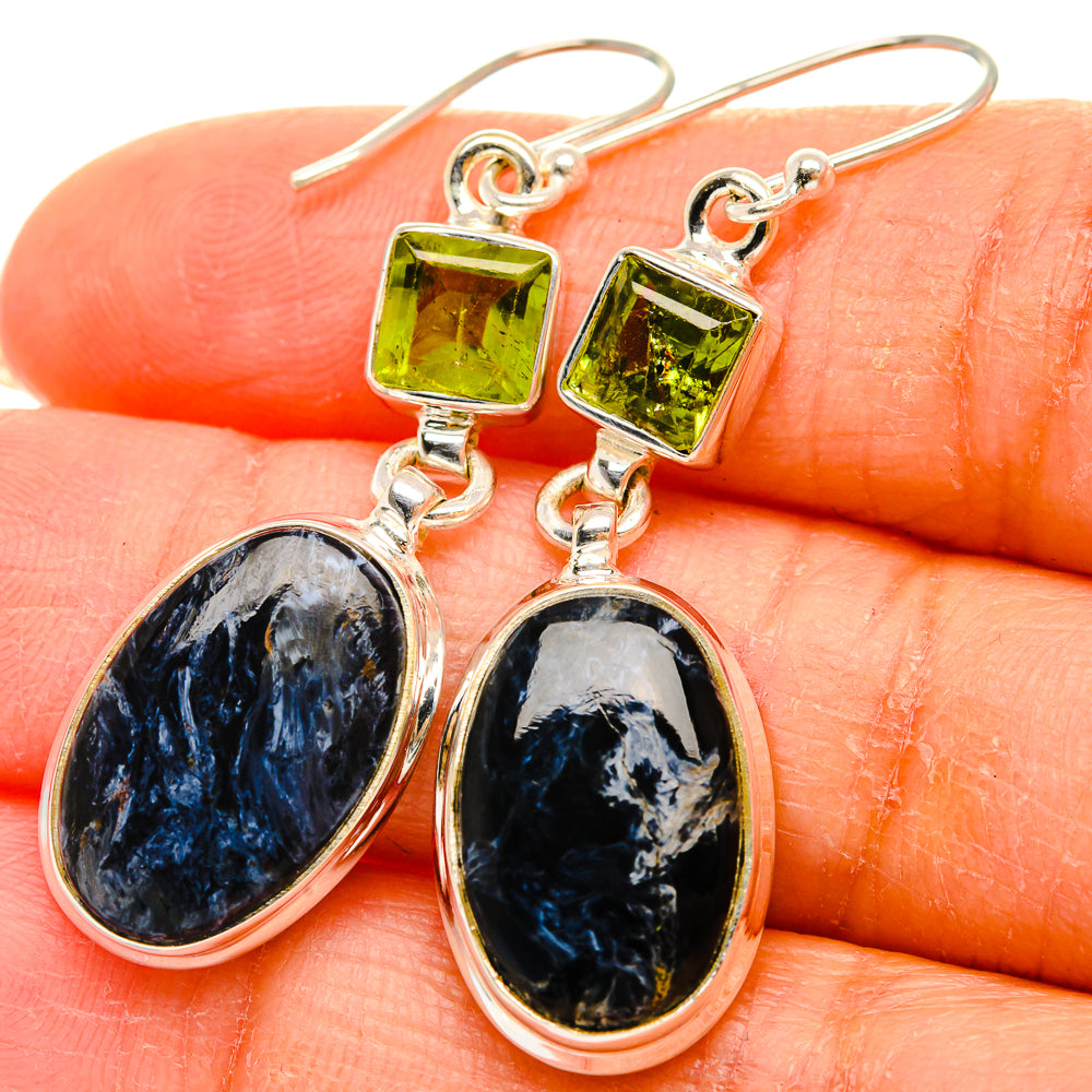 Ana Silver Co Pietersite, Peridot Earrings 2" (925 Sterling Silver)