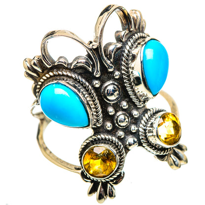 Large Sleeping Beauty Turquoise, Citrine 925 Sterling Silver Ring Size 10.75 (925 Sterling Silver) RING137764