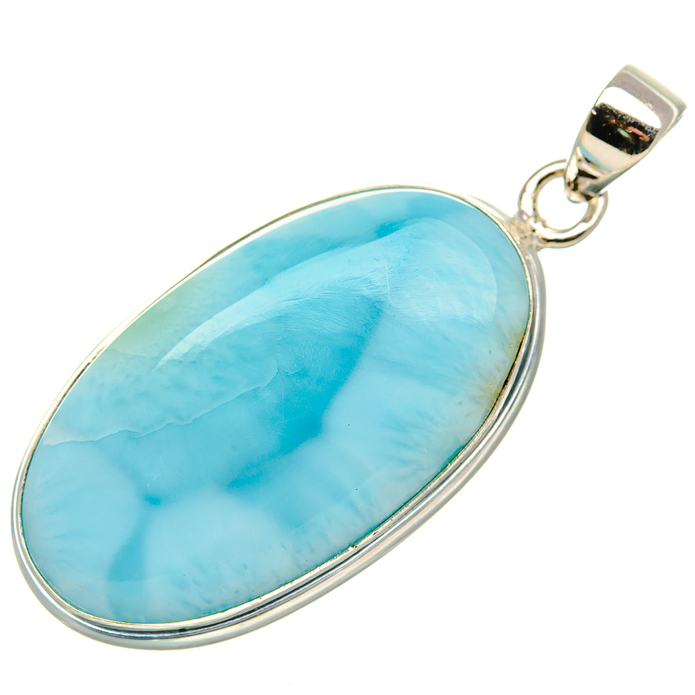 Larimar 925 Sterling Silver Pendant 1 5/8" (.925 Sterling Silver)
