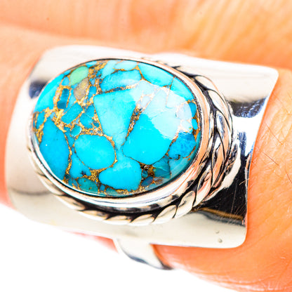 Blue Copper Composite Turquoise Ring Size 7.5 (925 Sterling Silver) RING136687